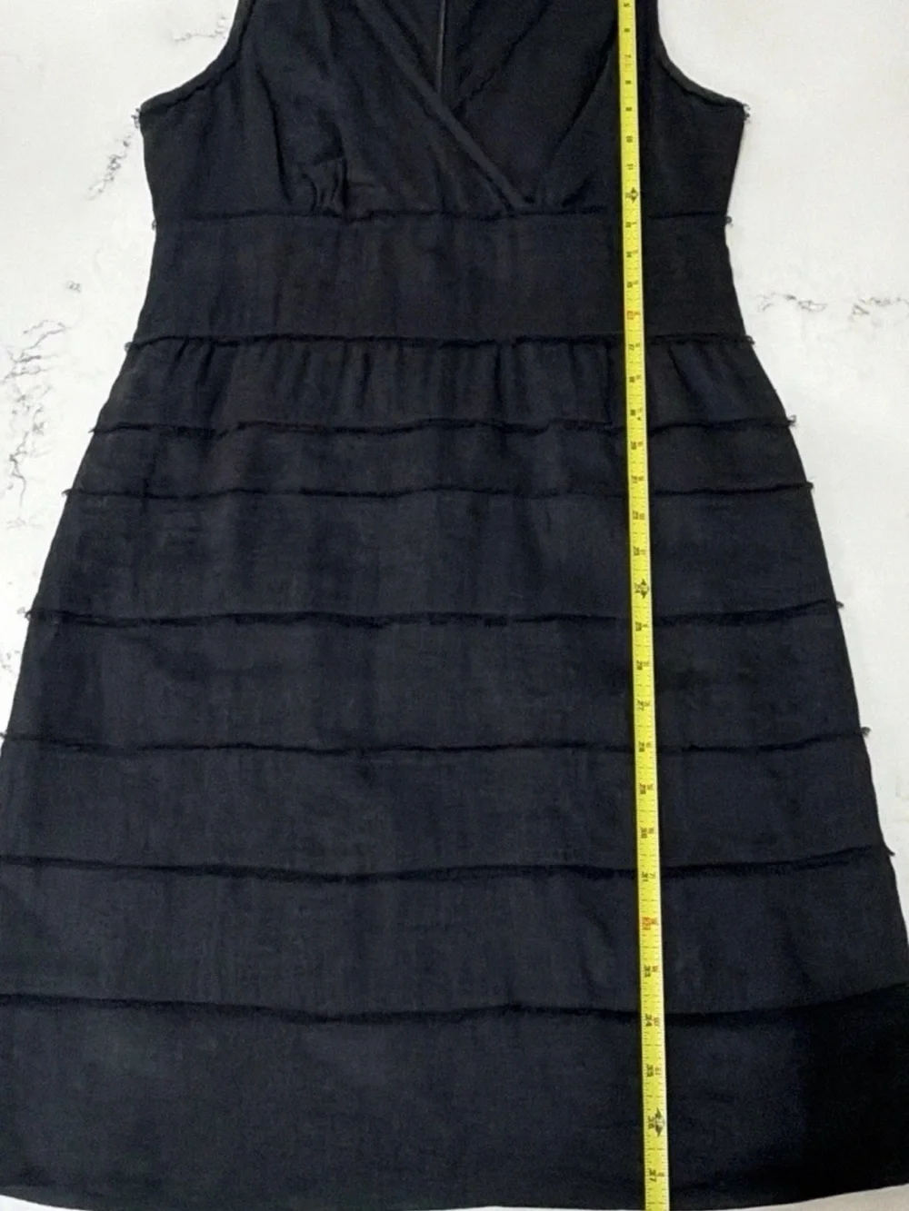 Talbots Black Sleeveless V-Neck Tiered Midi Dress